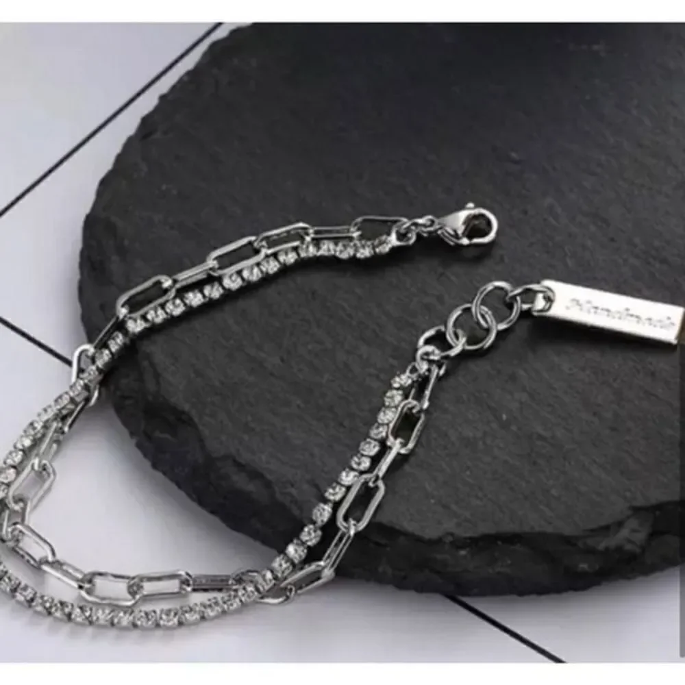 The Mixed Media 2 strand Bracelet in 925 and cubic zirconia.